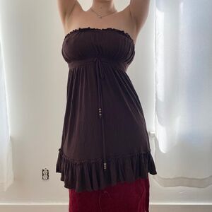 Vintage Melissa Babydoll Chocolate Brown Tube Top / Dress Garment